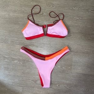 Pink Red Orange and Rust Bikini
